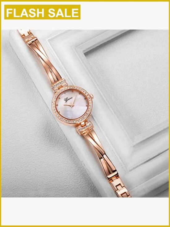 Women\'s Crystal Watch Set with 3 Bracelets Quartz Movement Analog Display main image 5